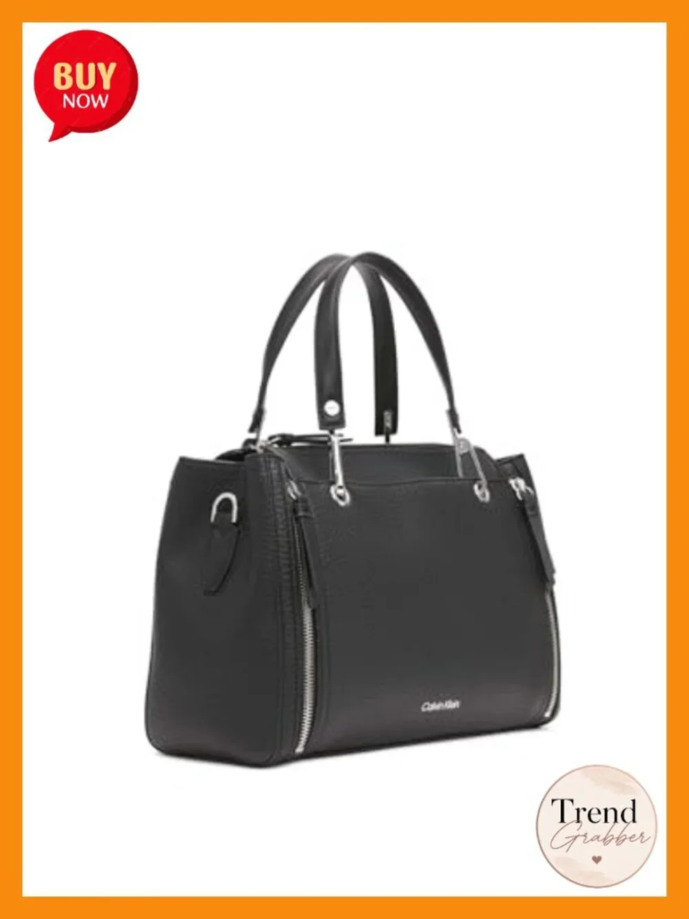 Calvin Klein Satchel Vegan Leather Crossbody Bag with Pockets
